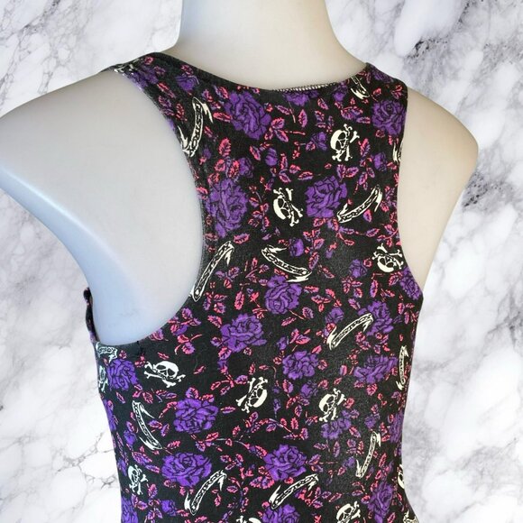 VTG Tripp NYC Destroy Skull Print Rose Dress - Picture 6 of 9